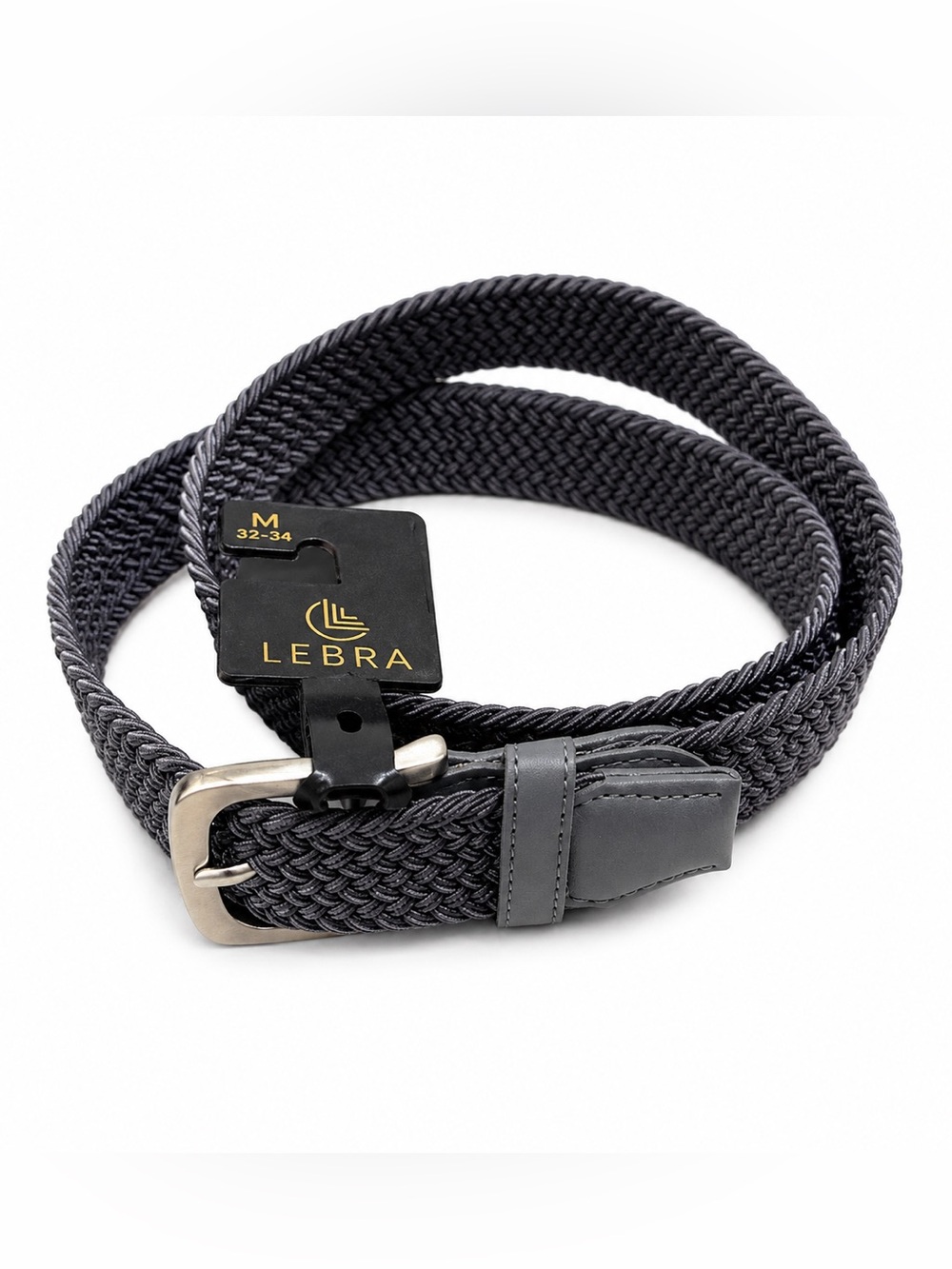 🩵LEBRA Men’s Braided Elastic Belt in Charcoal Gray